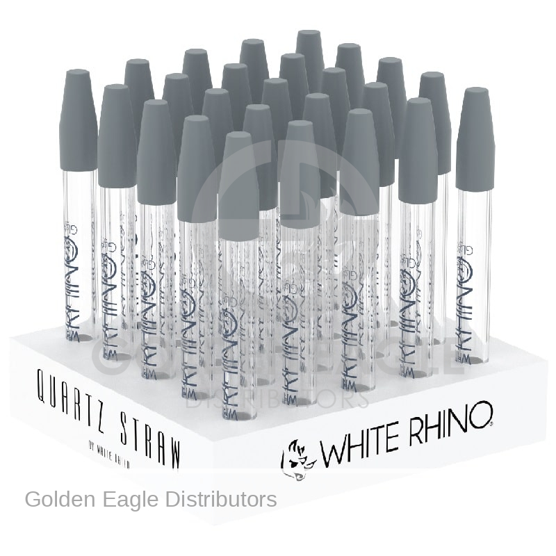 White Rhino Quartz Dab Straw with Silicone CAP 25/ Display