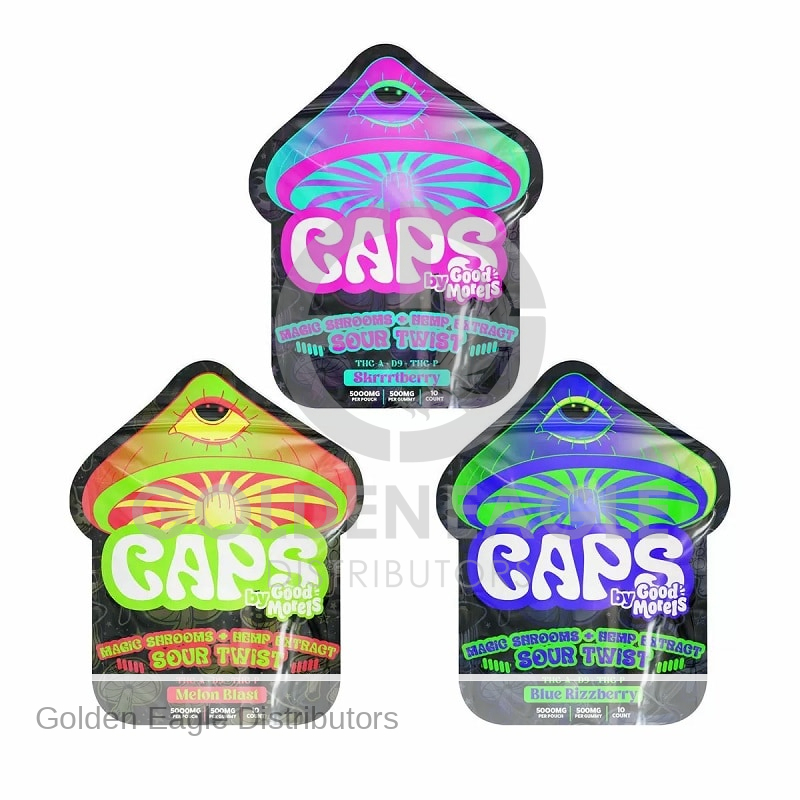 CAPS Magic Shrooms Sour Twist Gummies 5000mg 10 Count - 10 / Display
