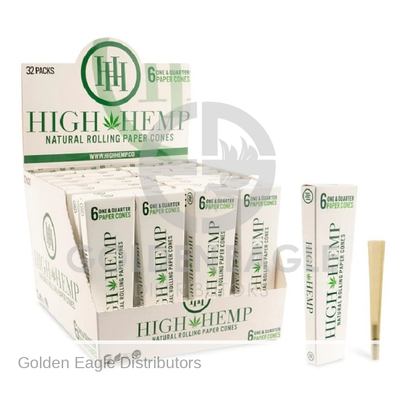 High Hemp Organic PAPER Cones 6PK - 32 / Display