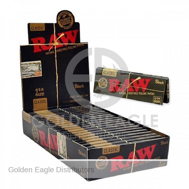 RAW - Black Natural Unrefined ROLLING PAPERS 1 (50ct) - 24 / Display