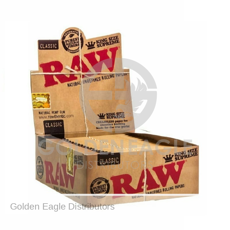 RAW - Classic ROLLING PAPERS - King Size Supreme Creaseless (24ct) - 40 / Display