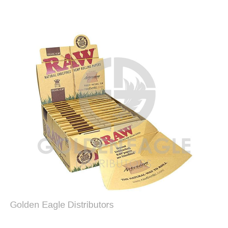 RAW - Organic Hemp Artesano ROLLING PAPERS King Size Slim (32ct) - 15 / Display