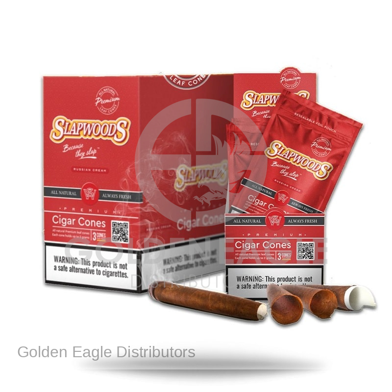 Slapwoods CIGAR Cones 3pk - 15ct / Display (Russian Cream)