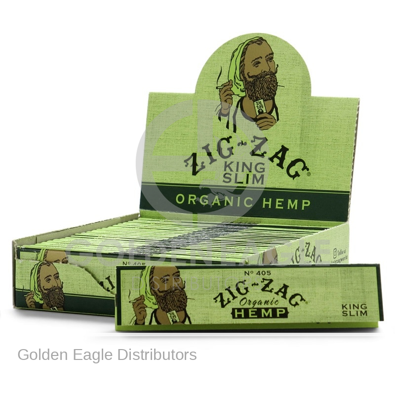 Zig-Zag - Organic Hemp King Size Slim ROLLING PAPERS 32ct - 24 Booklets / Display